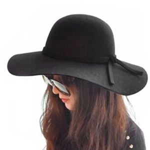 女性の夏の太陽の帽子ビンテージワイドブリムソンネットFedoras Lady Beach Sunhat UV保護帽A30 D19011106