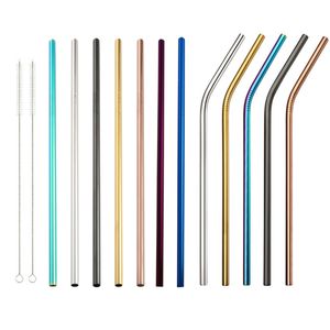 Stainless Steel Straws Metal Straws Colorful 8.5"/ 9.5" /10.5" Bent and Straight Reusable Drinking Straws VT1021