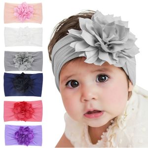 Lovely Baby Headband Girls Flower Nylon Headwear Turban Solid Hairband Newborn Head Wrap Elastic Infant haarband Accessories