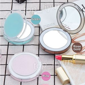 LED Make-up Mirror 2-Face 1x 3x Lupe Gläser Make-up Taschenspiegel Eitelkeit Kosmetische USB-Ladung beleuchtete Kante Geschenk
