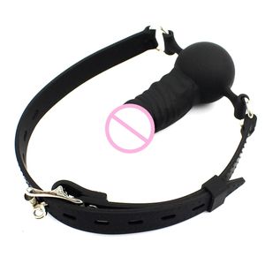 Full Silicone Open Mouth Gag BDSM Bondage Restraints Ball Gags Oral Fixation Sex Toy For Couple Adult Game T191028