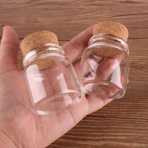 24pcs 47*50*33mm 50ml Mini Bottiglie di vetro dei desideri Fiale di piccoli vasetti con tappo in sughero