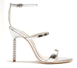 2019 براءات الاختراع شحن مجاني للسيدات الجلود نمط الماس Beed Beed Stiletto عالية الكعب الحلي الصلبة Sophia Webster Sandals أحذية Sier 34-42 5