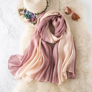 Wholesale-Solid color gradient silkworm silk scarf women fashion color matching ladies scarf shawl beach towel wholesale