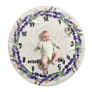 Söt baby spädbarn milstolpe rund delikat filt hem miljövänligt tryckt baby foto dekoration bakgrund filt 4 stilar dh0745