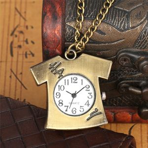 Antike Bronze Tuch Design Taschenuhr Männer Frauen Quarz Analog Display Uhr Uhr Halskette Kette Geschenk