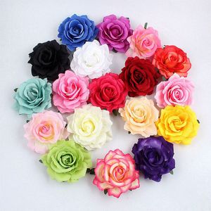 100pcs DIY Nice Rose Flower Head with Clip or Corsage Pin, Beautiful Headdress Hair Accessories for Women Head Brooch Hat Dress Flower Decor