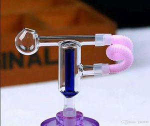 Dubbelfilter Running Brädet Glass Bbong Wwater Pipe Titanium Nail Grinder, Glass Bubblers for Smoking Pipe Mix Colors