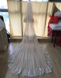 2019 3T Wedding Veils Cathedral Length Bridal Veils Lace Edge Appliqued Sequined 3m Long Customized With Free Comb
