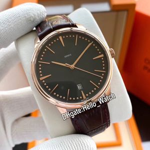 Ny 40mm Patrimony 85180 / 000R-9166 Mens Asian Automatic Watch 85180 Black Dial Rose Gold Case Brown Leather Strap Klockor Hello_Watch 4Color
