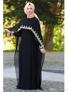 Setwell Мусульманские арабские черные вечерние платья с длинными рукавами и кружевными аппликациями длиной до пола, длинные платья больших размеров для особых случаев Вечернее платье