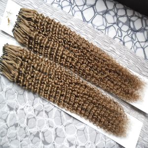 Kinky Kıvırcık Mikro Döngü Saç Uzantıları Mikro Boncuk İnsan Hair1G / Strand Mirco Döngü Yüzük Saç% 100 Remy İnsan Saç Uzantıları 200g