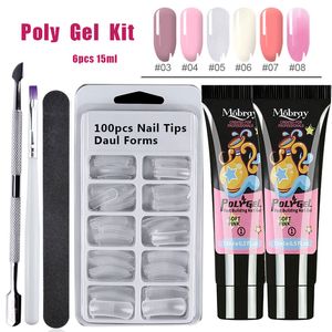 Lghzlink poly extention gel kits nagelkonst fransk nagel klart kamouflage färg tips kristall uv gel skiva borste