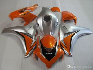 Wysokiej jakości 100% Fit dla Honda CBR1000RR 2008 2009 2011 Orange Silver Fairings Set CBR 1000 RR 08 09 10 11 OT12