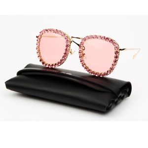 Hübsche Strasssteine Frauen Sonnenbrille Metall voller Diamantrahmen Sexy Party Sonnenbrille für Mädchen 3 Farben Großhandel ohne Fall