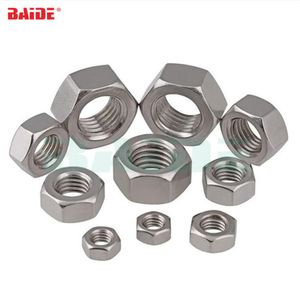 DIN934 M1.2 M1.6 M2 M2.5 M3 M4 M5 M6 M8 M10 M12 M14 M16 M18 M20 304 Stainless Steel A2-70 Metric Thread Hex Nut Hexagon Nuts 5000pcs lot