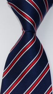 Men s Stripes Tie Silk Necktie Blue Red Jacquard Party Wedding Woven Fashion Design GZ10
