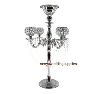 Pięć Arms Gold Lub Silver 30''tall Candle Holder Candelabra do stołów Wedding Centerpieces Decoration Senyu0217