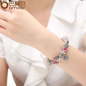 Jewelry Silver Charms Bracelet & Bangles chain With Queen Crown Beads Bracelet for Women SALE