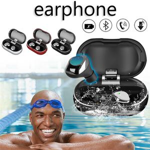 Metalowe słuchawki Bluetooth TWS IPX7 Bezprzewodowy zestaw słuchawkowy do pływania Sport Wodoodporne słuchawki douszne Słuchawki stereo z ładowarką