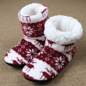 Hot Sale-Winter Fur Slippers Women Warm House Slippers Plush Flip Flops Christmas Cotton Indoor Home Shoes Floor Shoes Claquette