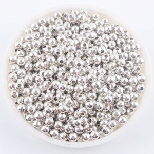 WOJIAER 3mm 4mm 6mm 8mm Gold Silver-Color Pewter Metal Iron Round Loose Beads Spacer for Jewelry Making 100pcs/lot BH306