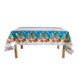 108 * 180cm Capa de mesa descartável de natal estampado toalha de mesa PE decorações de plástico Christmax School Restaurante Festa de aniversário