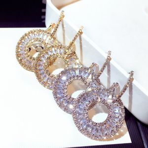 Nuovi orecchini a bottone a cerchio geometrico alla moda per donne ragazze super scintillanti diamanti cristalli zirconi fashion designer di lusso