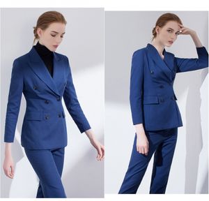 Blue Mother of the Bride Suits 2 Pieces Long Sleeve Formal Outfit For Weddings Tuxedos Blazer (Jacket+Pants)