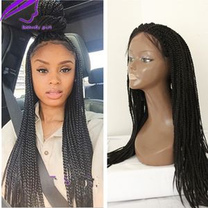 Synthetic Lace Front Wig Braided Box Braids lace Wigs For Woman Black Color Baby Hair High Temperature Fiber