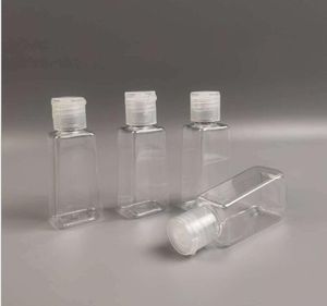 Bästa kvalitet 30 ml tom hand sanitisator PET Plastflaska med flip cap trapezoid formflaska för makeup remover disinfektionsvätska