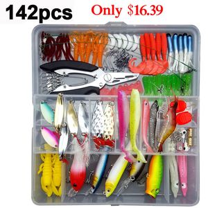 33/56/104/106/109/122/142/166/280pcs Fishing Lures Set Spoon Hooks Minnow Pilers Hard Lure Kit In Box Fishing Gear Accessories T200602