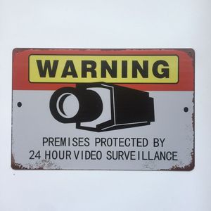 Wholesale video surveillance sticker for sale - Group buy Warning Hour Video Surveillance Retro Vintage Metal Tin sign poster for Man Cave Garage shabby chic wall sticker Cafe Bar home decor
