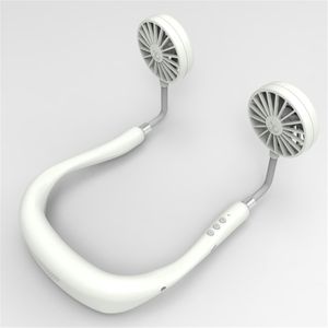 Boyun Bandı Fanı Beyaz Taşınabilir Mini Çift Rüzgar Başkanı Boyun Bandı Fan Seyahat için USB Şarj Edilebilir Hava Soğutucu ile Açık Ofis