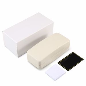 White leather suit glasses case fashion brand men and women sunglasses box cloth card 4 pieces set