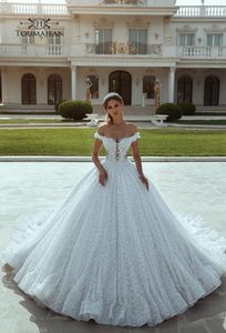 Sa mhamad sexig 2019 nya klänningar spets applikation från axel rygglös domstol tåg bröllop klänning brudklänningar vestidos