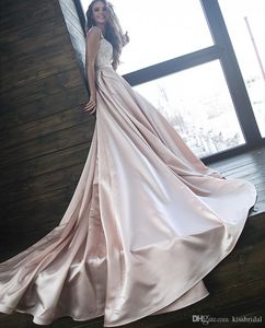 Atemberaubende elegante von den Schulterkleidern Spitze Satin eine Linie Hochzeitskleid Brautkleider Empire Taille Braut formelle Kleid Robe de Mariee