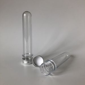 40 ml Kunststoffrohr Flasche Pralinenschachtel Aluminium Schraubverschluss Leerer nachfüllbarer Probentesttopf Klare Geschenkboxen Partyzubehör