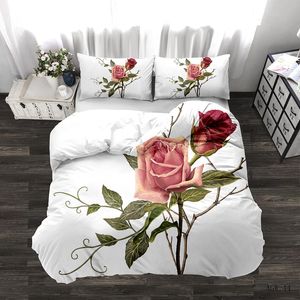 3D Rose Pedding Zestaw kołdry kołnierzowe kwiecisto łóżko pościel pokrowca Pokrywa Zestawy zestawów łóżka Zestaw łóżka (bez arkusza)