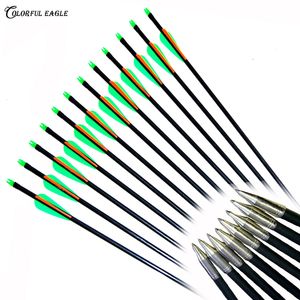 12pcs/lot 31.5" 30" 29" 28" Archery Arrow hunter Nocks Fletched Fiberglass Arrows Target Practice compound recurve bow arrow