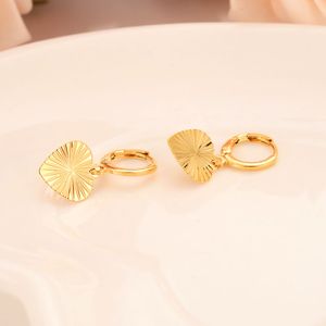 Yellow Solid Gold GF Heart Earrings Women Girl Love Trendy Jewelry radiance for African Arab Middle Eastern
