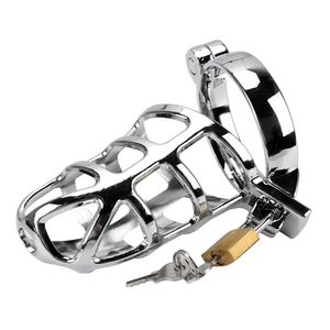 Male chastity device Steel Chastity Cock Cage with 3 sizes Ring & Padlock Couple Sex Toys Prevent Eritation and Private Party Games
