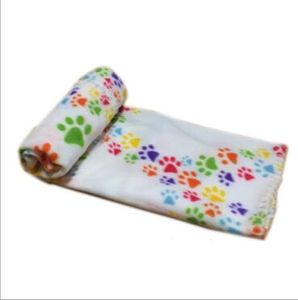 100 sztuk 60x70cm Pet Dog Kotki Koce Paw Prints Soft Ciepłe Fleece Bed Pet Mata Śpi Pad Lin4940