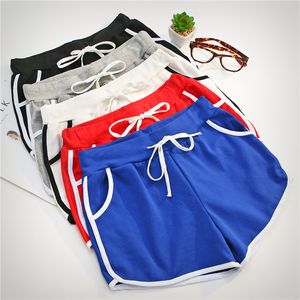 الصيف الكورية نمط المرأة الملابس الترفيه مرونة الخصر الرباط السراويل مع جيب الإناث عارضة قصيرة feminino اللياقة البدنية