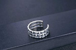 Small Rings s925 Silver Jewelry For Woman Man Band Adjustable Hollow Weave Braided Engraved Retro Silver Vintage Styles Unique Bijoux