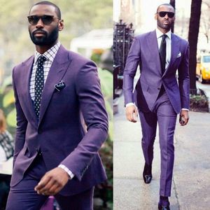 Purple Two Piece Mens Suits Wedding Tuxedos Nice Quality Men Groomsmen Suit Prom Party Made To Order (Jackets+Pants)