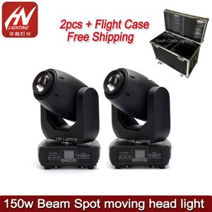 2pcs com Flycase 150 Watt Gobo Stage Light DMX 150W Beam Spot LED Moving Head Light para Fase Light DJ Disco Spot Lights