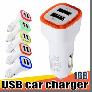 168D Universal LED Dual USB Carregador de carro NOKOKO Adaptador de energia portátil para veículos 5V 2.1A para iPhone X Samsung S8 Nota 8 com pacote OPP