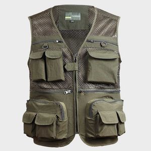 Men's Summer Pro Journalist Photographer Studio Work Multifunctional Vest Tactical Vest Coat Fashion Mesh Work Sleeveless Jacket