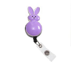 Studenttecknad emalj Animal Shape Rabbit Custom Bunny Design Retractable Badge Holder Dra Reel för barn / sjuksköterska Tillbehör